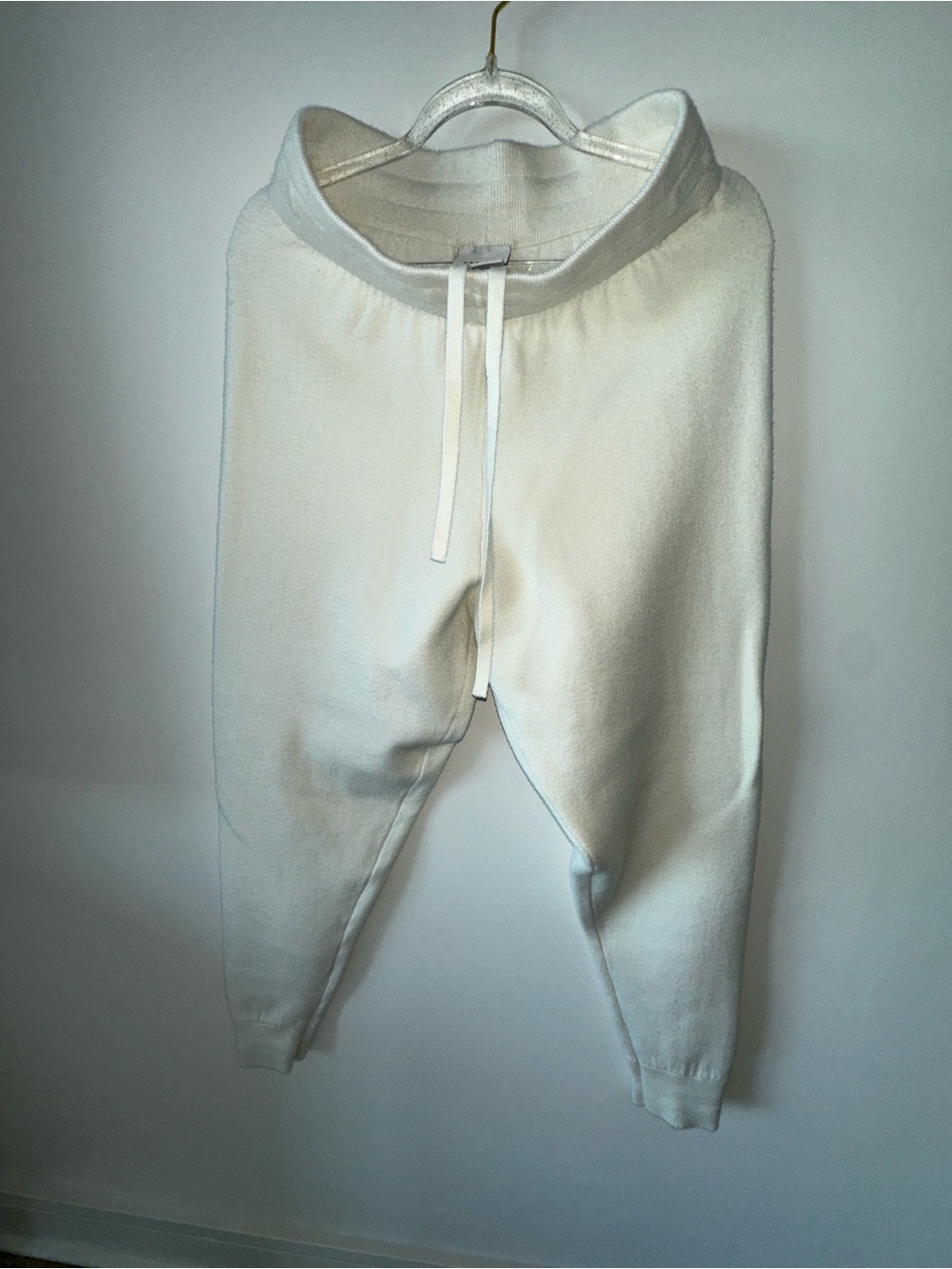 Varley Cream Ribbed-Waist Sweatpants
